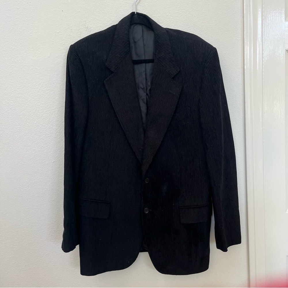 Ravazzolo Italy Hand Tailored d. Fine Sport Blazer Black Silk Corduroy 44R FLAW
